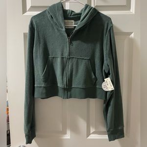 NWOT Aeropostale Cropped Terry Cloth Zip-Up Hoodie Jacket